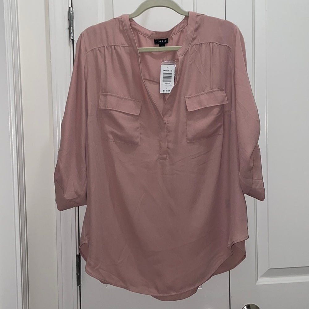 Torrid blouse, pink. Sheer, size 2